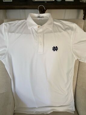 Peter Millar White Polo with Navy ND Monogram